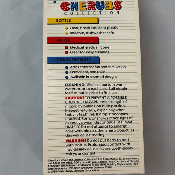 VINTAGE AUTHENTIC NEW IN BOX Playtex Cherubs 1992 baby bottle 4oz - Picture 8 of 8